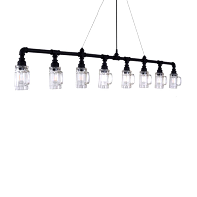 Cup Bar Island Pendant Lighting Industrial Style Metal Black Island Chandelier Light