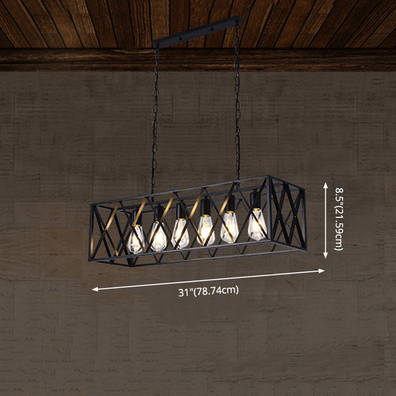 Iluminación colgante de isla metálica INDUSTRIA RESTAURADA NEGRA RESTAURANTE CANDELIER DEL POSTENTO