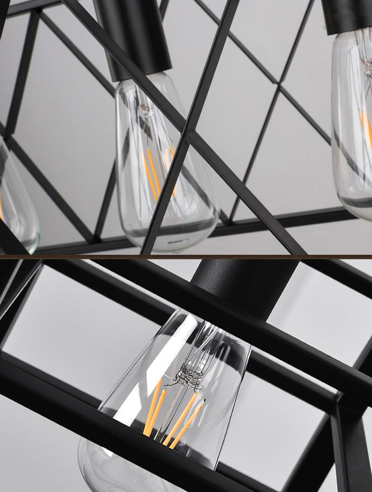 Iluminación colgante de isla metálica INDUSTRIA RESTAURADA NEGRA RESTAURANTE CANDELIER DEL POSTENTO