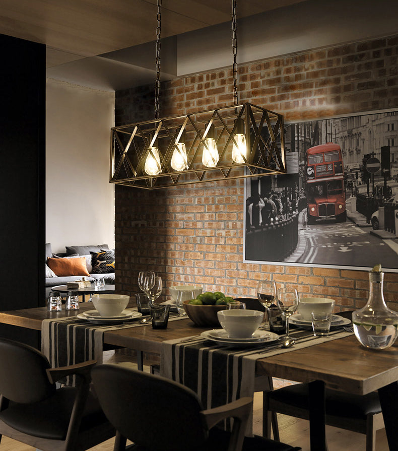 Iluminación colgante de isla metálica INDUSTRIA RESTAURADA NEGRA RESTAURANTE CANDELIER DEL POSTENTO
