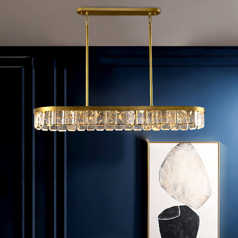 Oval Crystal Island Pendant Lighting Contemporary Dining Room Island Light Fixtures