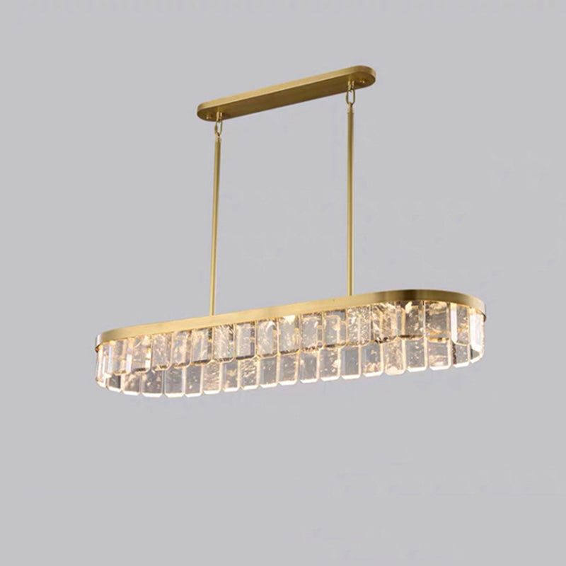 Oval Crystal Island Pendant Lighting Contemporary Dining Room Island Light Fixtures