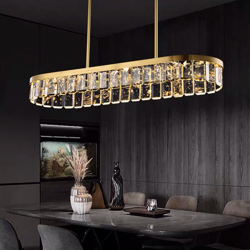 Oval Crystal Island Pendant Lighting Contemporary Dining Room Island Light Fixtures