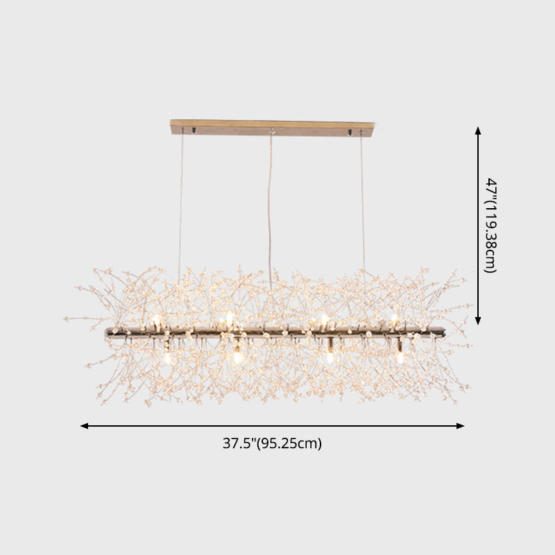 Luce a ciondolo di Crystal Island di ramificazione Modern Dining Room Isola lampade