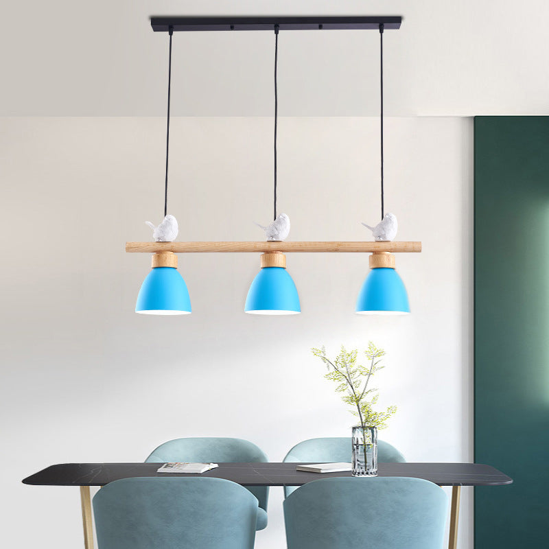 Metal 3 Lights Island Pendant Lighting Bell-Shaped Modern Island Light Fixtures for Dining Room