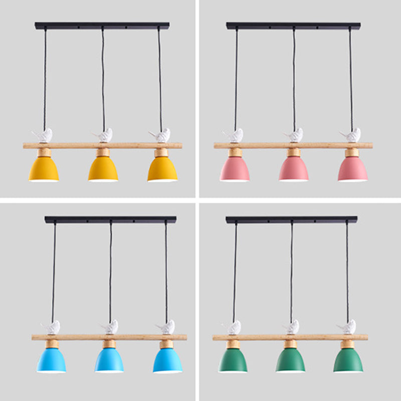 Metal 3 Lights Island Pendant Lighting Bell-Shaped Modern Island Light Fixtures for Dining Room