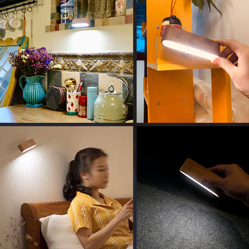 Simplicidad nórdica Luces de madera de madera Rectatable Rectangular Creative LED Lámpara de pared para dormitorio