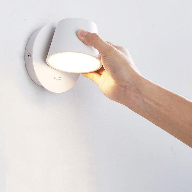 350° Rotatable Cylindrical LED Wall Lamp Contemporary Minimalism Bedside LED Reading Lamp with Independent Switch Design