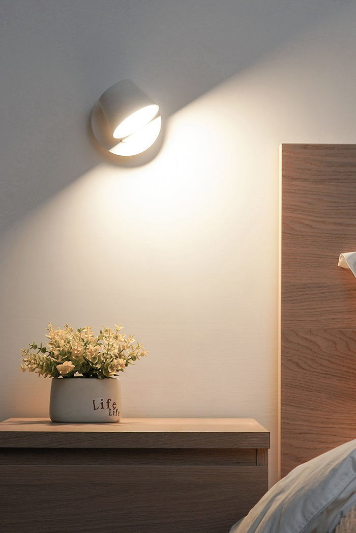 350 ° roteerbare cilindrische LED -wandlamp eigentijds minimalisme Bedide LED leeslampje met onafhankelijke schakelaarontwerp