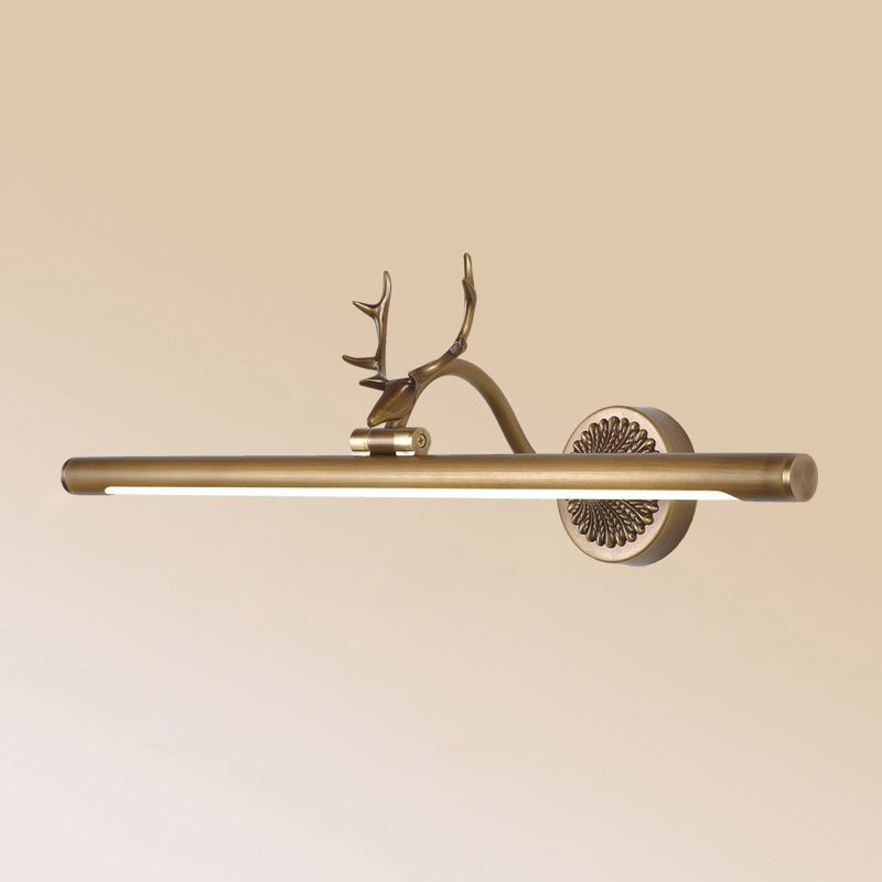 Modern Luxury Style Cylindrical Wall Mounted Vanity Lights Copper Vanity Wall Light Fixtures with Antlers