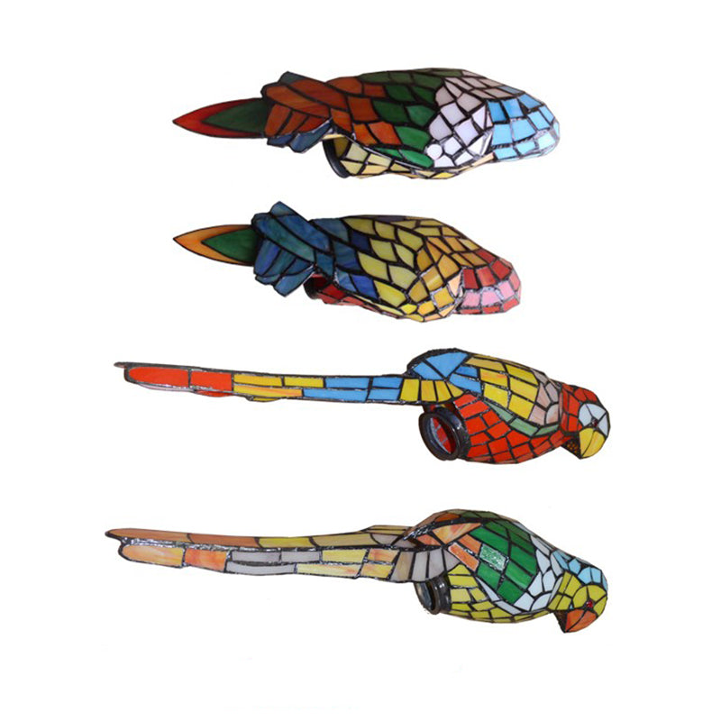 Uccelli in vetro colorato multicolore il lampadario a sospensione a sospensione in stile tiffany