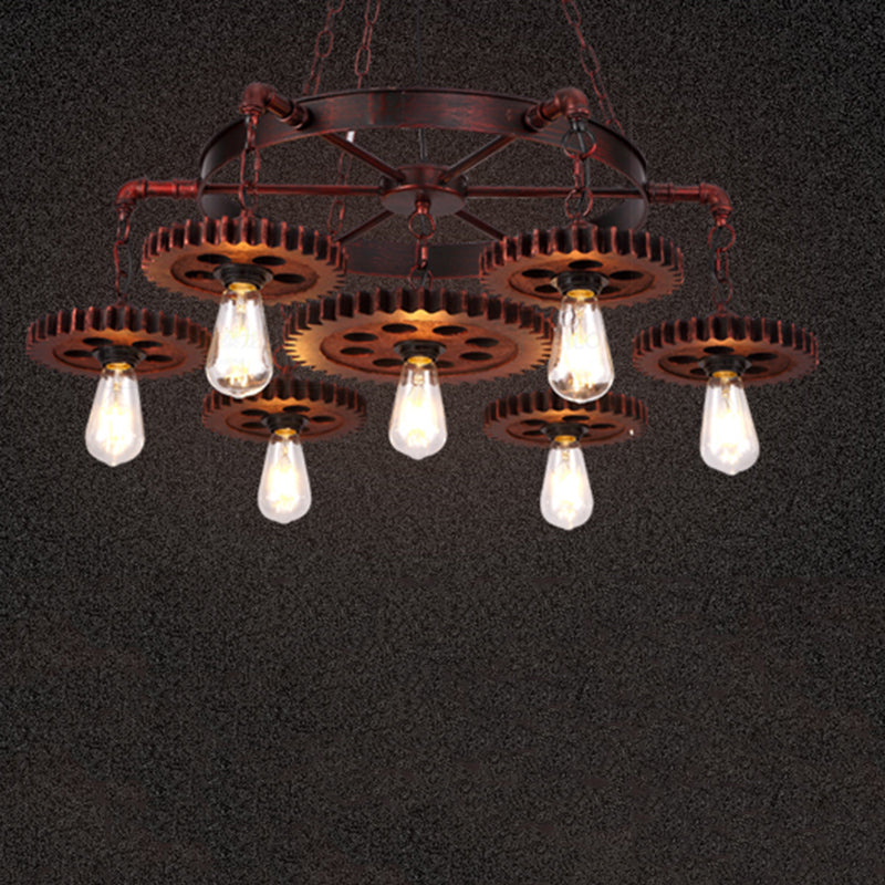 Ruote ruggine il lampadario appeso lampada a sospensione in metallo industriale lampadario