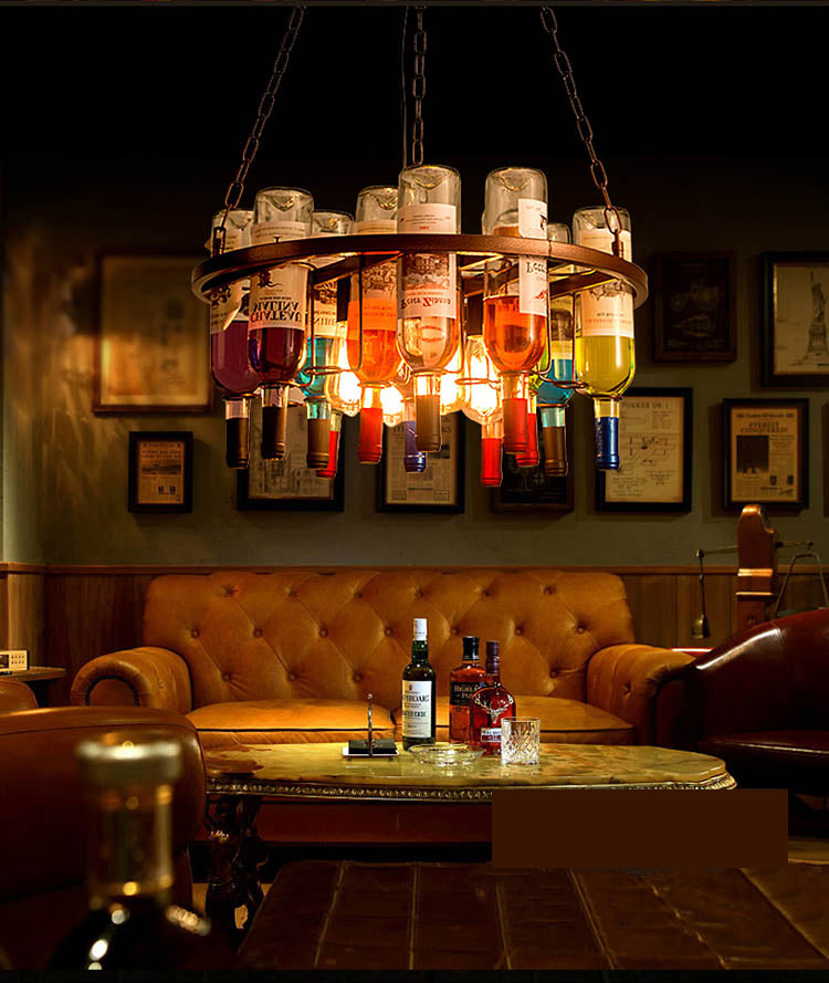 Muti-Color Ceiling Chandelier Pendant Industrial Metal Bottles Pendant Ceiling Fixture Lamp