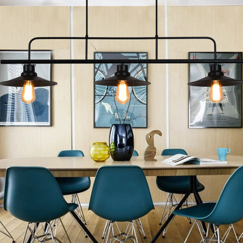 Metal 3 Lights Island Pendant Lighting Flared Industrial Island Light Fixtures for Dining Room