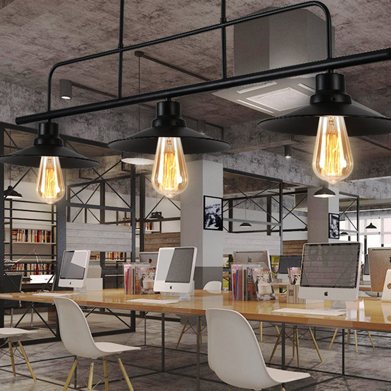 Metal 3 Lights Island Pendant Lighting Flared Industrial Island Light Fixtures for Dining Room