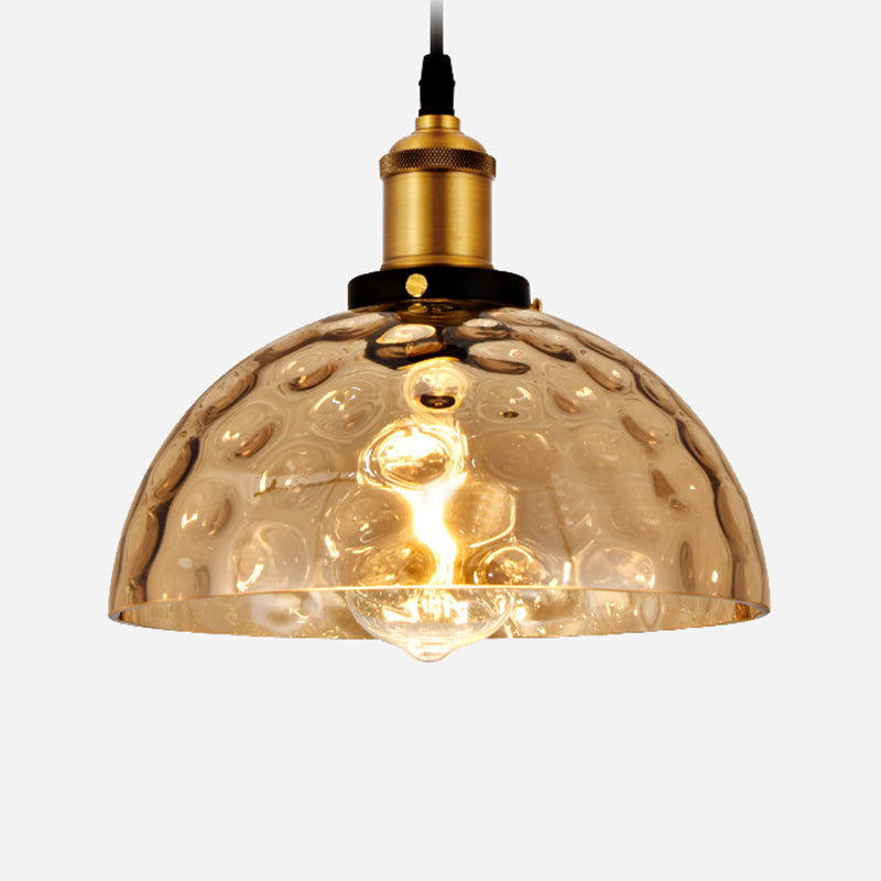 Rippled Glass Shaded Drop Lamp Loft Style 1-Light Dining Room Ceiling Suspension Light
