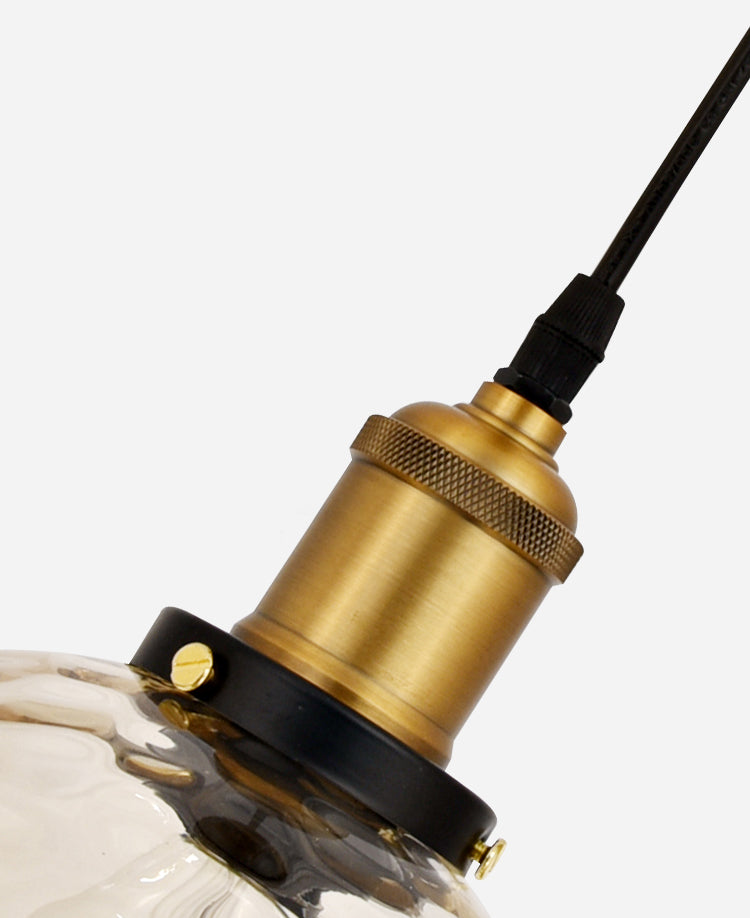 Rippled Glass Shaded Drop Lamp Loft Style 1-Light Dining Room Ceiling Suspension Light