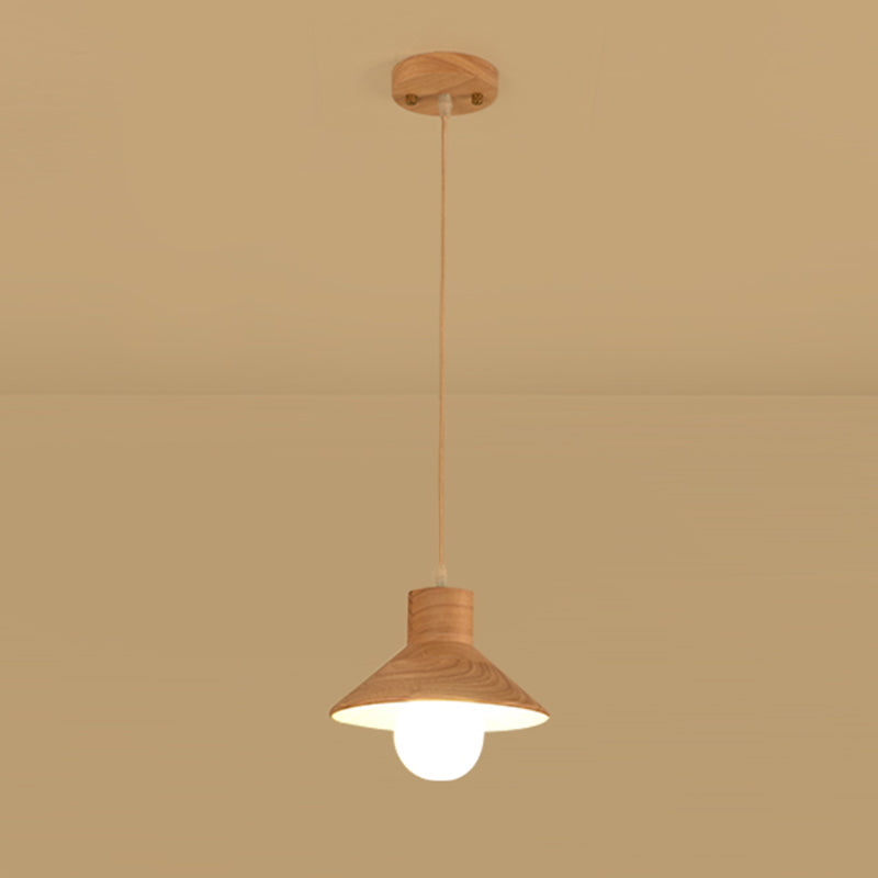 Small Dining Room Pendant Lighting Wooden 1 Head Simplicity Hanging Ceiling Light