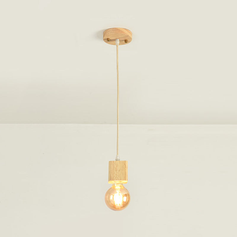 Small Dining Room Pendant Lighting Wooden 1 Head Simplicity Hanging Ceiling Light