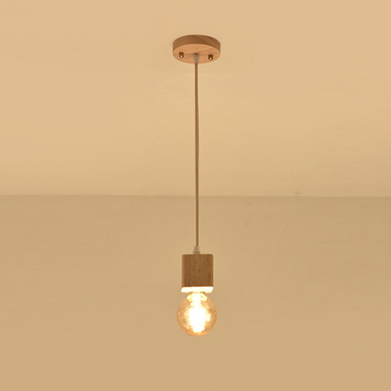 Small Dining Room Pendant Lighting Wooden 1 Head Simplicity Hanging Ceiling Light