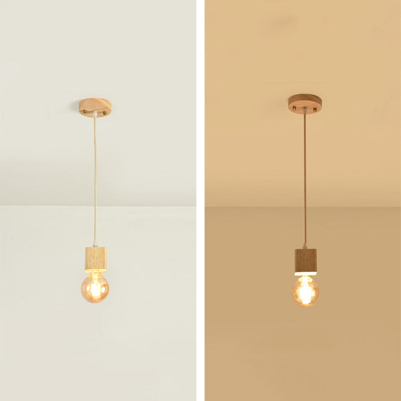 Small Dining Room Pendant Lighting Wooden 1 Head Simplicity Hanging Ceiling Light