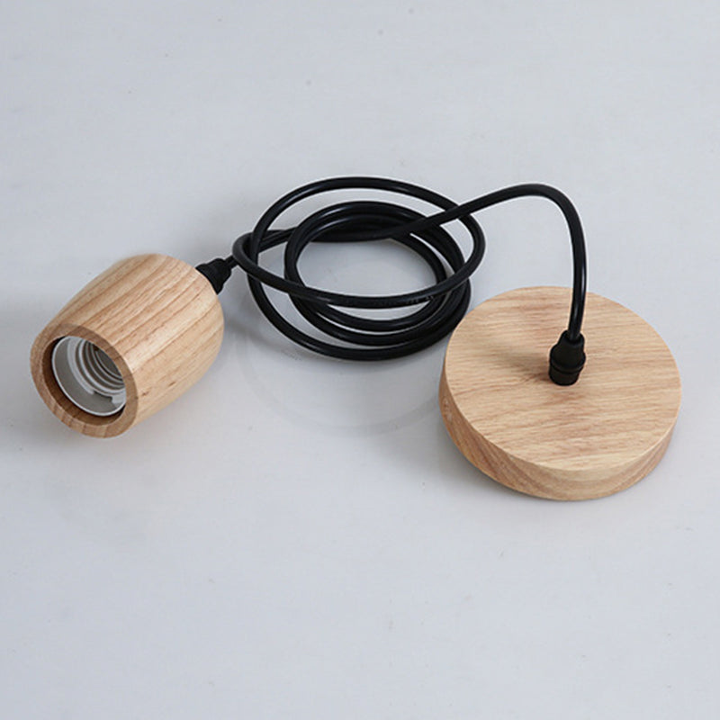 Mini Cluster Pendant Light Minimalist Natural Wood Dining Room Drop Lamp in Beige