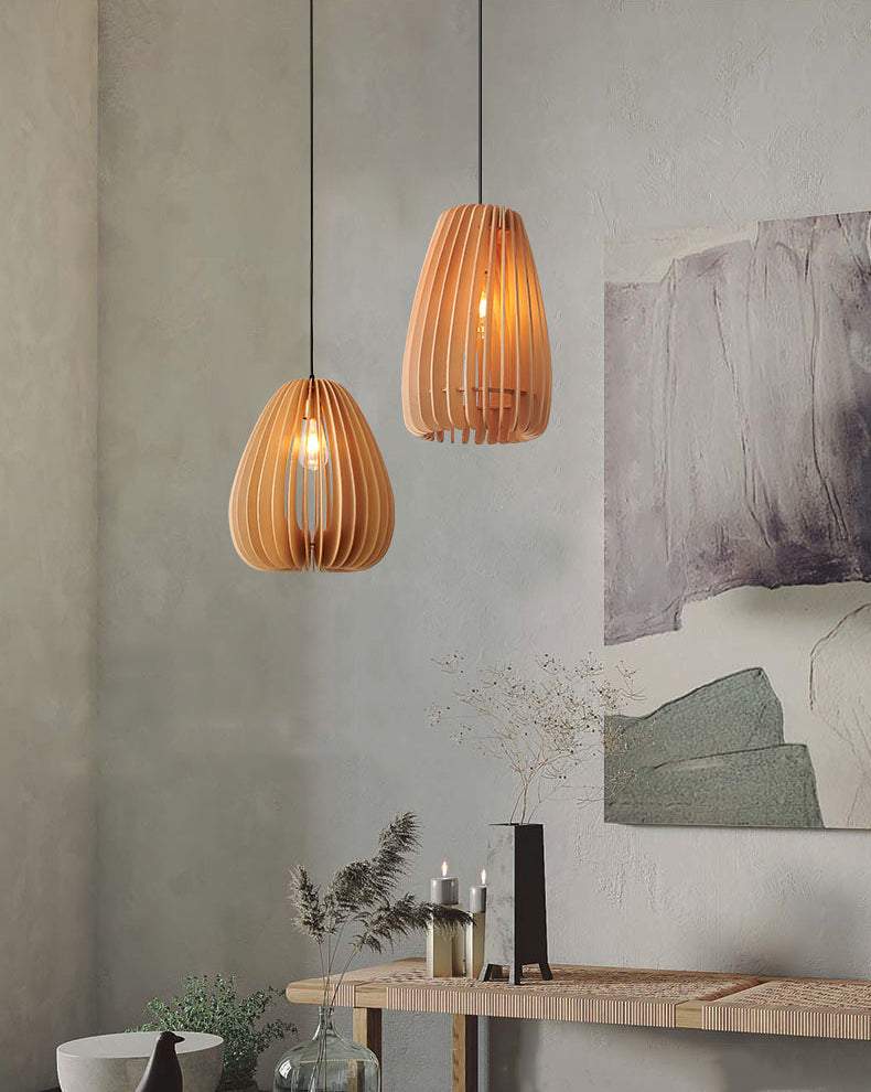 Lampada a sospensione a pendente a legna la luce del soffitto a 1 luce contemporanea per sala da pranzo