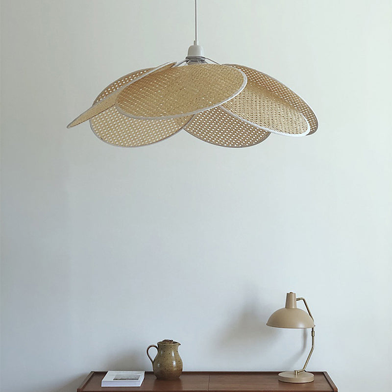 Modern Minimalist Style Symmetrical Pendant Lighting Fixtures Rattan 1 Light Pendant Light Kit for Living Room