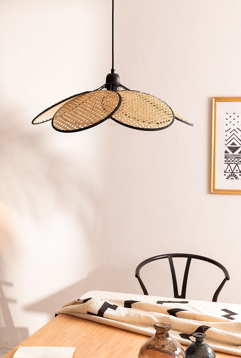 Modern Minimalist Style Symmetrical Pendant Lighting Fixtures Rattan 1 Light Pendant Light Kit for Living Room