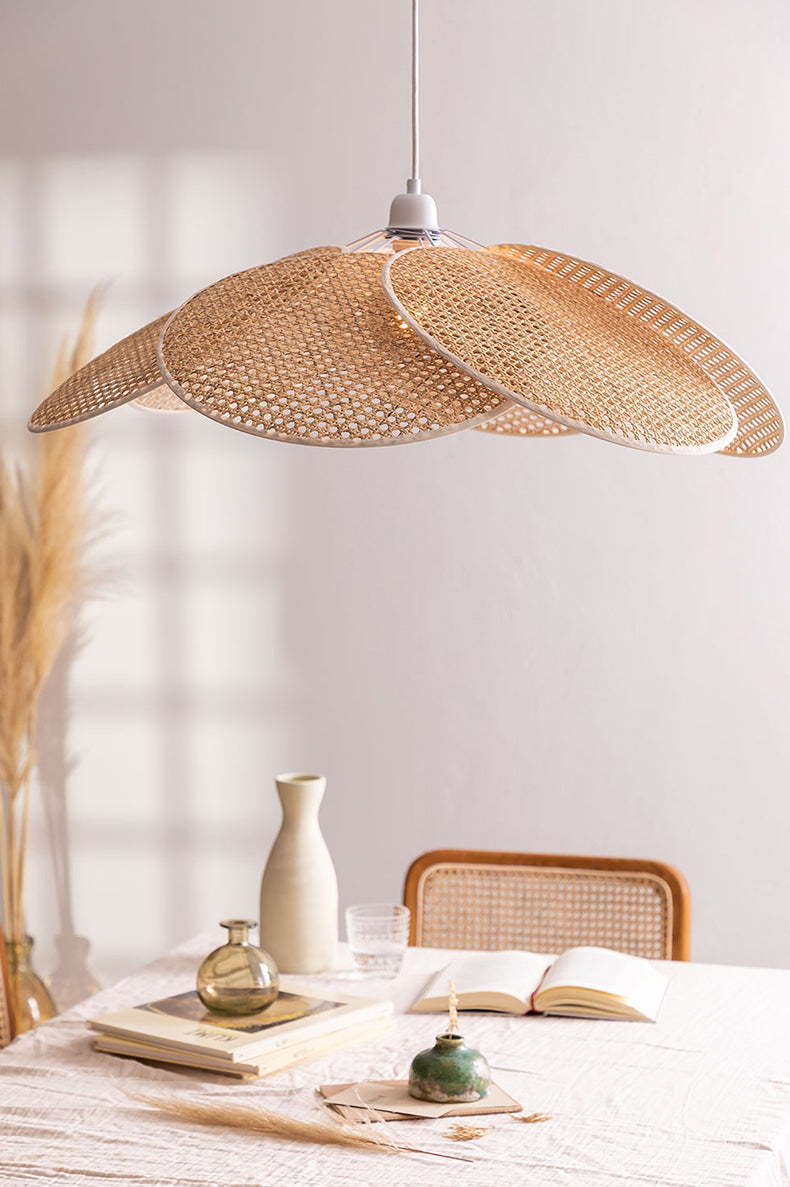 Modern Minimalist Style Symmetrical Pendant Lighting Fixtures Rattan 1 Light Pendant Light Kit for Living Room