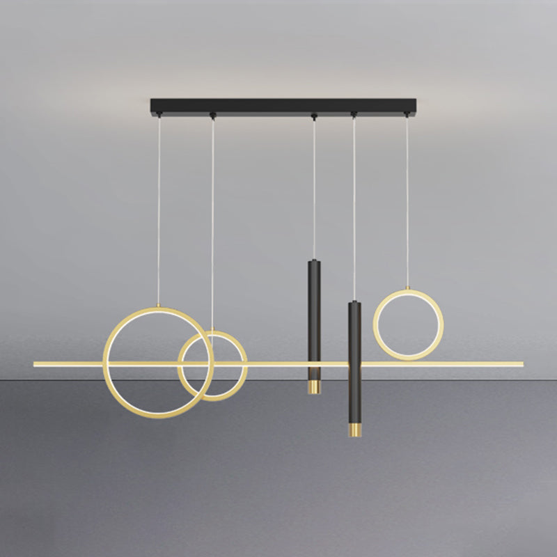 Luce a sospensione dell'isola a LED lineare in alluminio in moderna luce del soffitto in ferro battuto in stile creativo con ombra acrilica