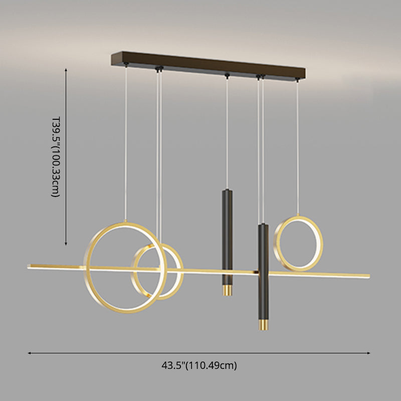Luce a sospensione dell'isola a LED lineare in alluminio in moderna luce del soffitto in ferro battuto in stile creativo con ombra acrilica