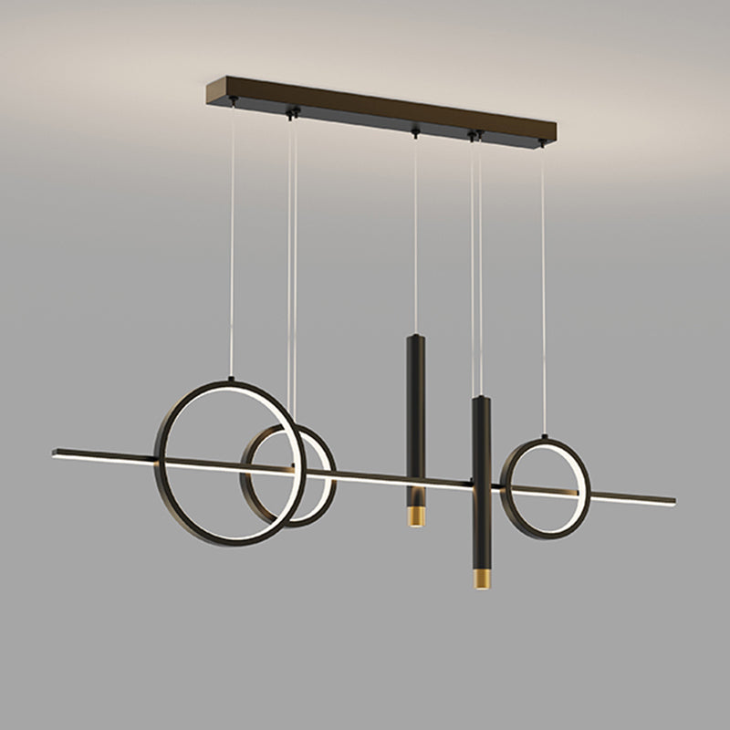 Luce a sospensione dell'isola a LED lineare in alluminio in moderna luce del soffitto in ferro battuto in stile creativo con ombra acrilica