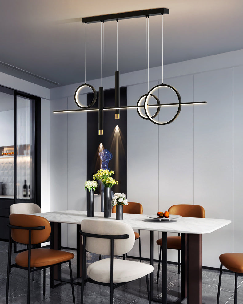 Luce a sospensione dell'isola a LED lineare in alluminio in moderna luce del soffitto in ferro battuto in stile creativo con ombra acrilica