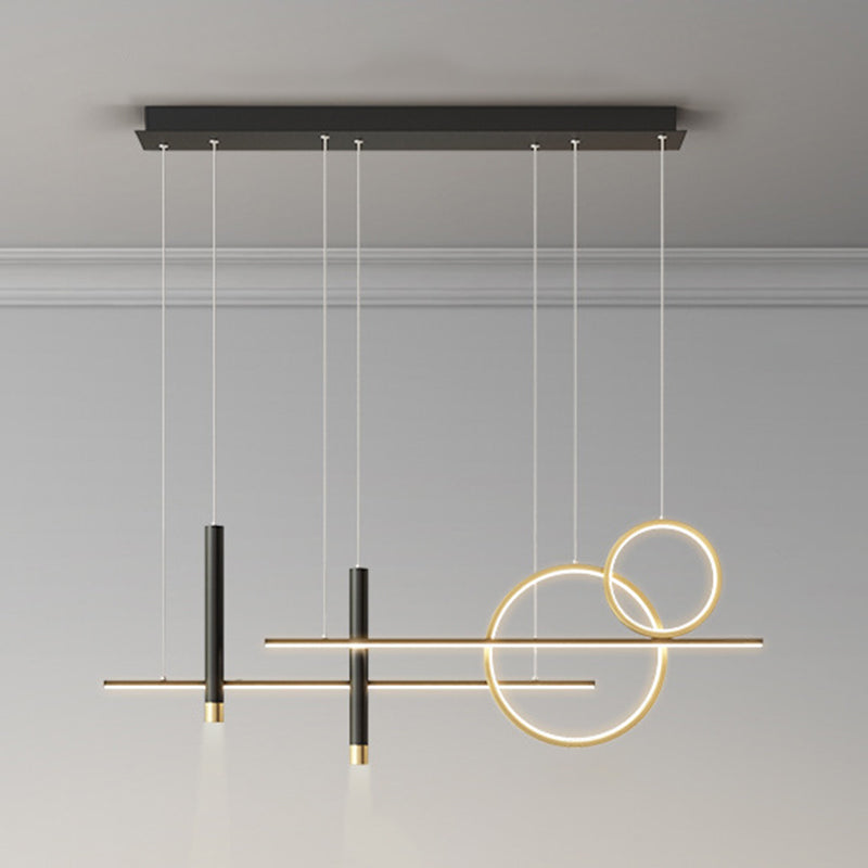 Luce a sospensione dell'isola LED lineare in alluminio in moderna luce del soffitto in ferro battuto in stile creativo con ombra silicone