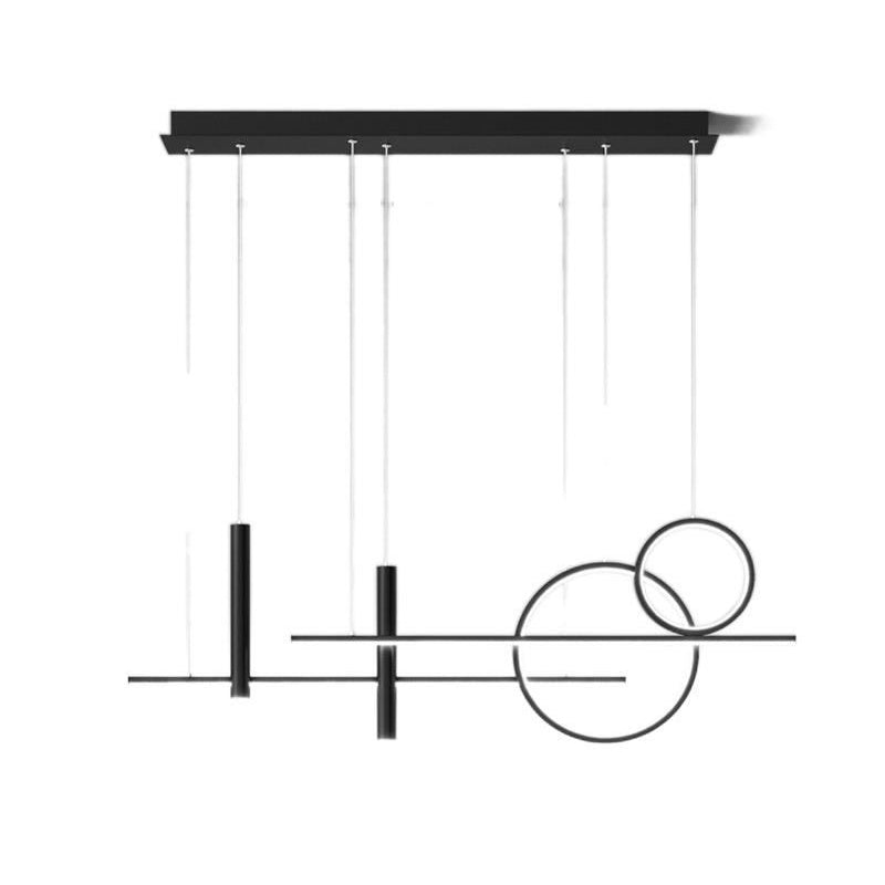 Aluminium Linear LED Island Pendant Light in Modern Creative Style Wrought Iron Ceiling Light with Silicone Shade