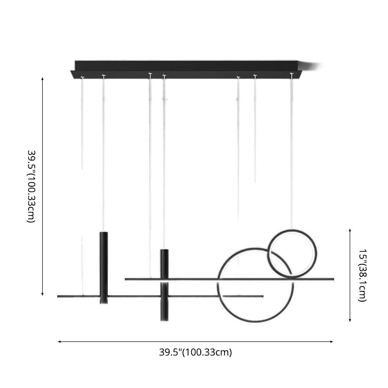 Luce a sospensione dell'isola LED lineare in alluminio in moderna luce del soffitto in ferro battuto in stile creativo con ombra silicone