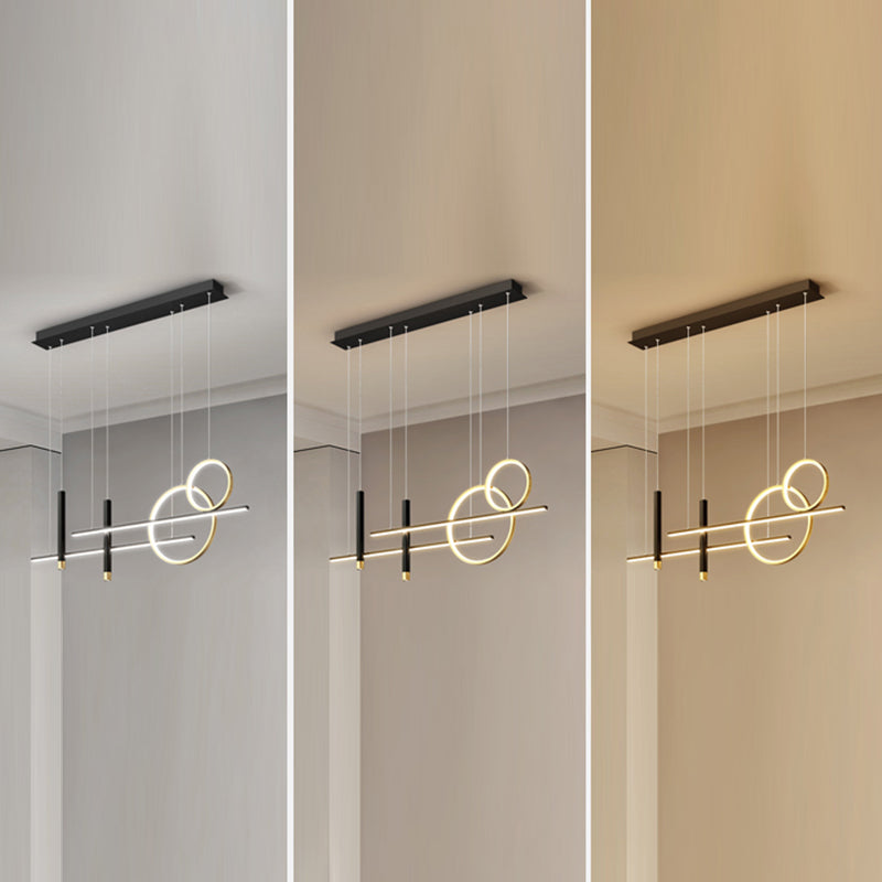 Luce a sospensione dell'isola LED lineare in alluminio in moderna luce del soffitto in ferro battuto in stile creativo con ombra silicone