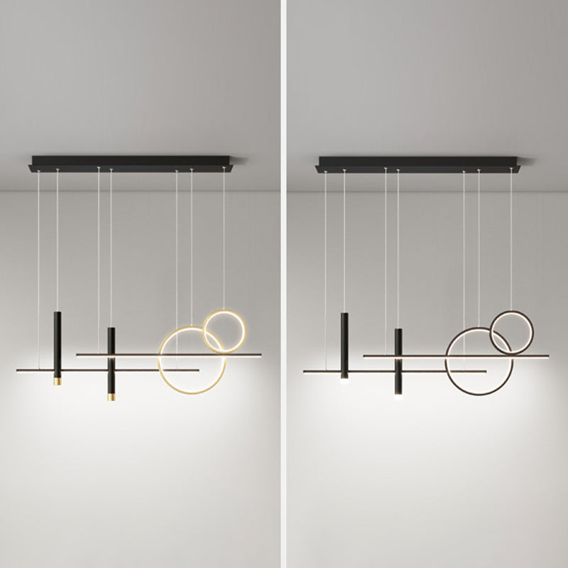 Luce a sospensione dell'isola LED lineare in alluminio in moderna luce del soffitto in ferro battuto in stile creativo con ombra silicone