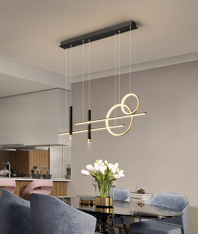 Luce a sospensione dell'isola LED lineare in alluminio in moderna luce del soffitto in ferro battuto in stile creativo con ombra silicone