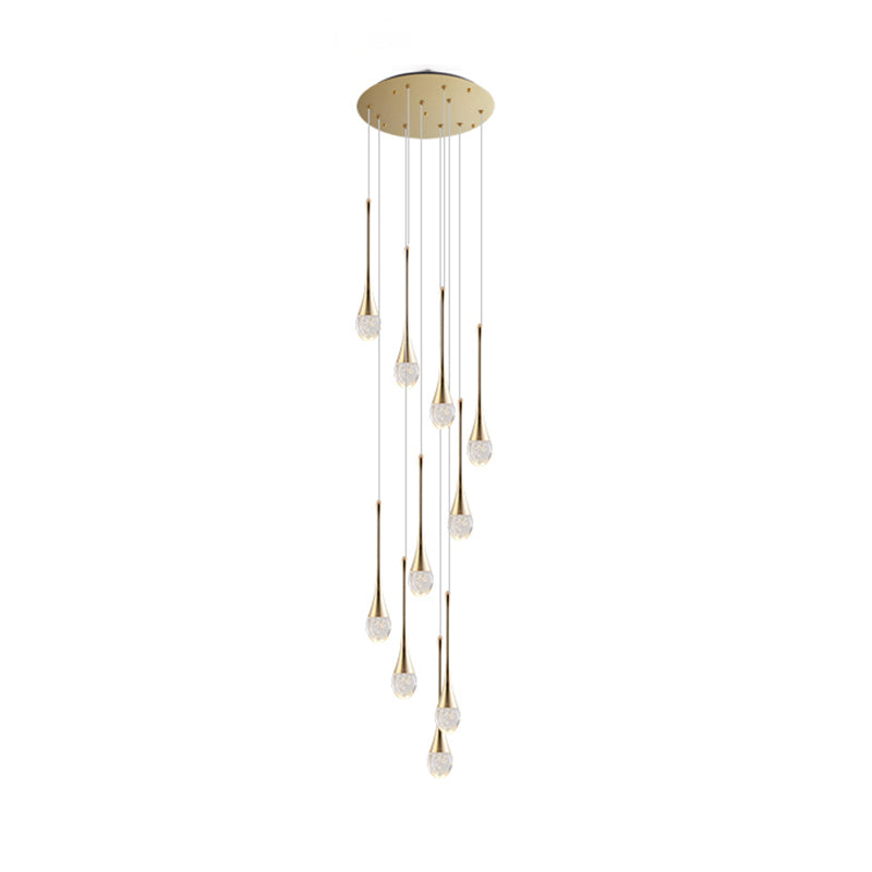 Droplet Hanging Light Fixtures Modern Simple Crystal Ceiling Pendant for Stairwell