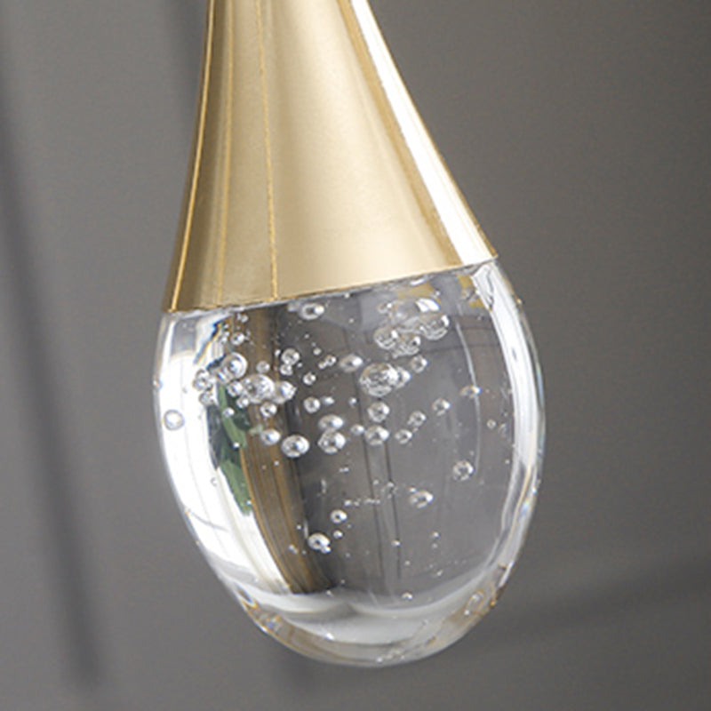Droplet Hanging Light Fixtures Modern Simple Crystal Ceiling Pendant for Stairwell