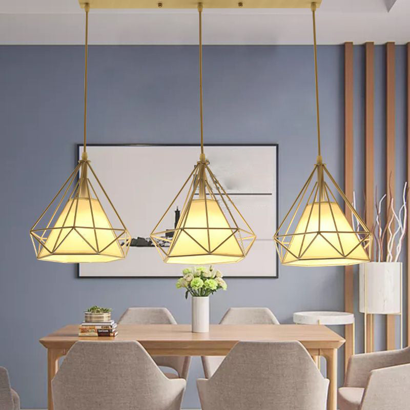 3 lichten diamant hanger industrieel metalen plafond hanger met hangende koord voor restaurant