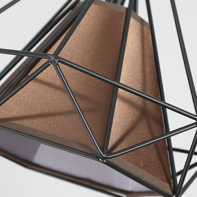 3 Lights Diamond Pendant Industrial Metal Ceiling Pendant with Hanging Cord for Restaurant