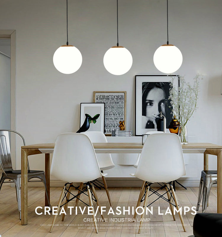 1 globe léger peinnant plafonniers industriels en verre de lait en verre pendant luminaires pour le restaurant