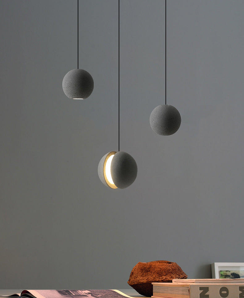 Moderne minimalistische kugelförmige Anhänger -Beleuchtungskörper Zement 1 hängende Deckenlichter für Schlafzimmer