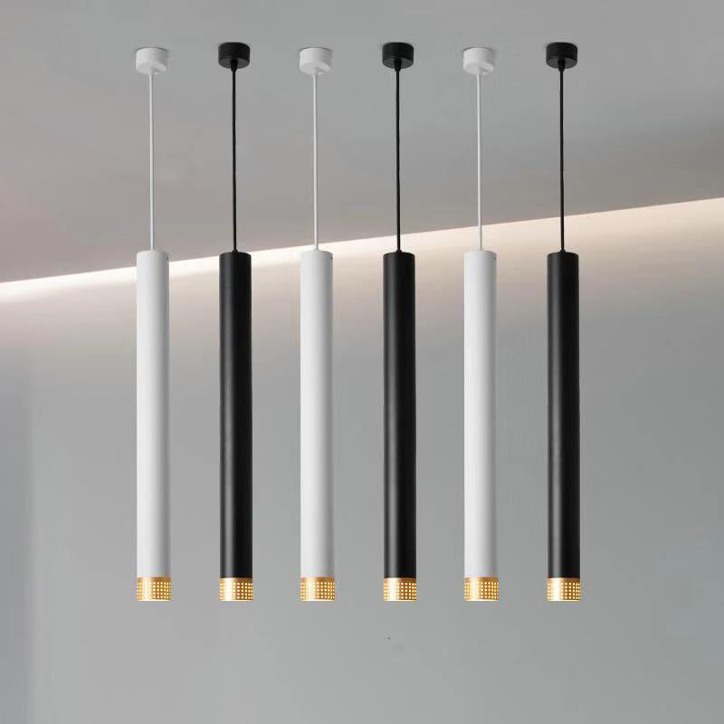 Aluminum Tube Shade Suspension Light Minimalist LED Ceiling Pendant with Beehive Design