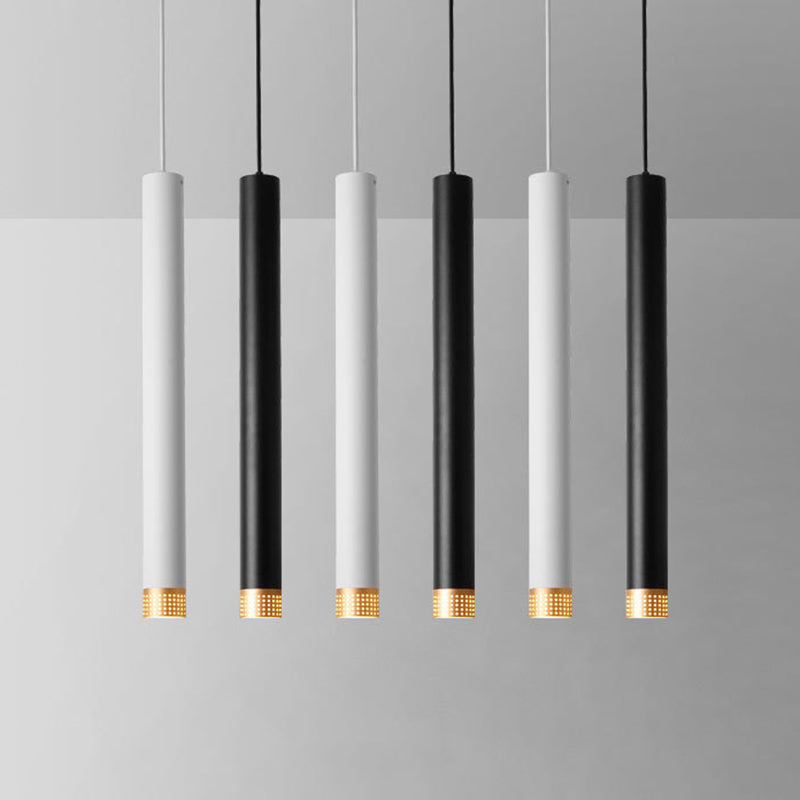 Aluminum Tube Shade Suspension Light Minimalist LED Ceiling Pendant with Beehive Design