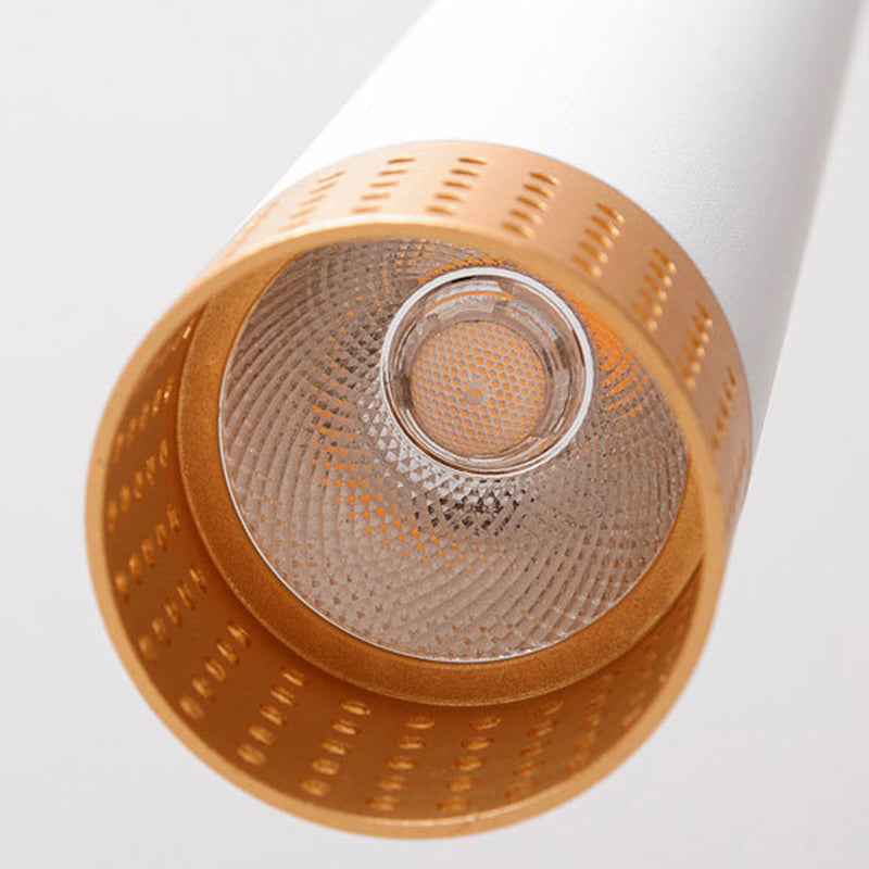 Aluminum Tube Shade Suspension Light Minimalist LED Ceiling Pendant with Beehive Design