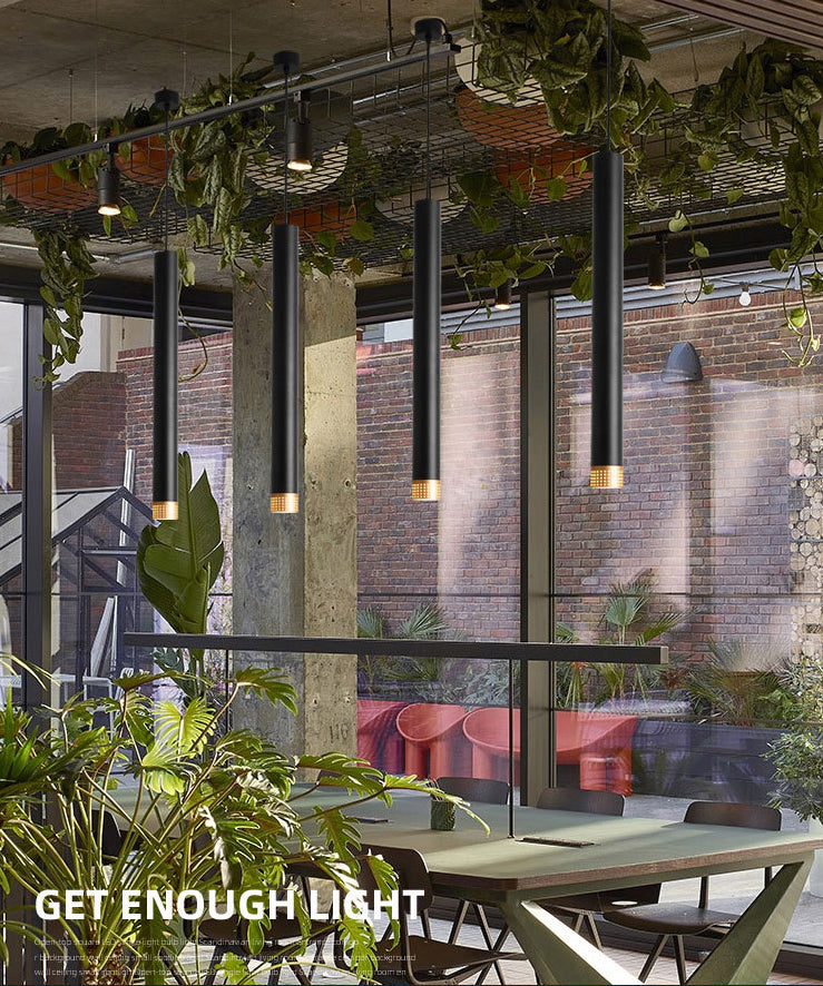 Aluminum Tube Shade Suspension Light Minimalist LED Ceiling Pendant with Beehive Design